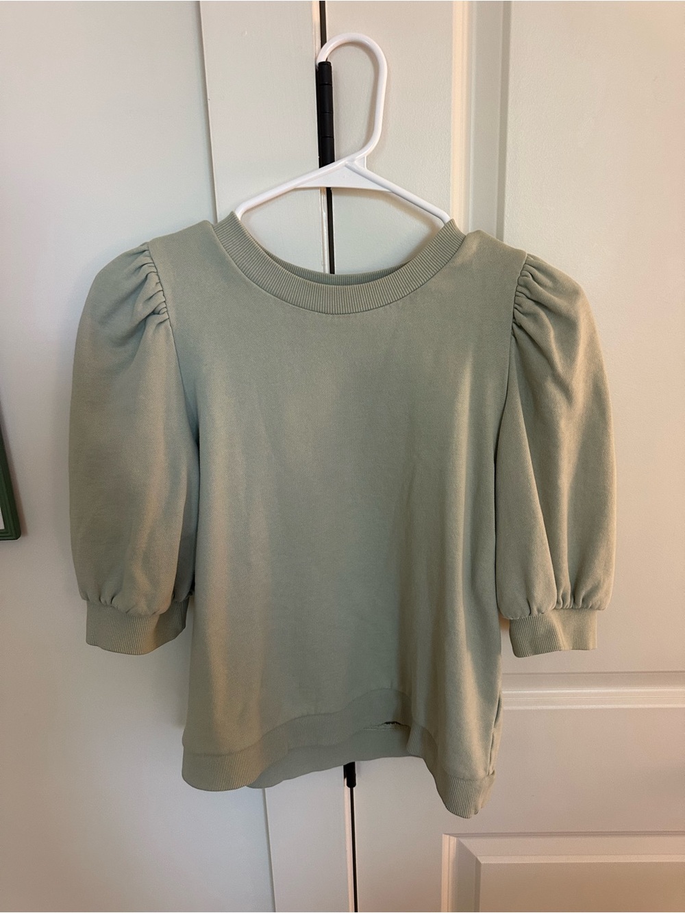 H&M Sage Green Puff Sleeve Sweatshirt